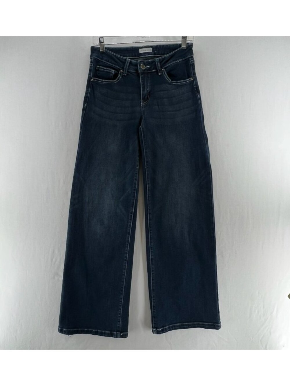 Fire & Rain Wide Leg Jeans Womens 7 Comfort Stretch Mid Rise Vintage Wash Blue